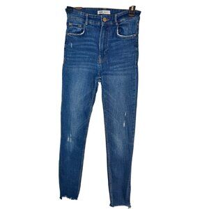 2/$30 ZARA Size 6 Authentic Denim TRF Womens Mid-Rise Distressed Skinny Jeans